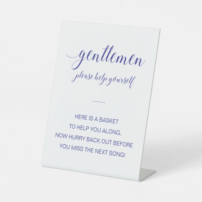 Blue Mens Bathroom Basket Wedding Sockelschild (Vorderseite)