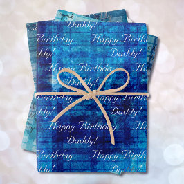Blue Men's Birthday DIY Text Set von 3 Geschenkpapier Set