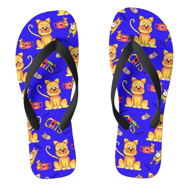 Blue Meow Cats Niedlich Mischkuchen Flip Flops (Fußbett)
