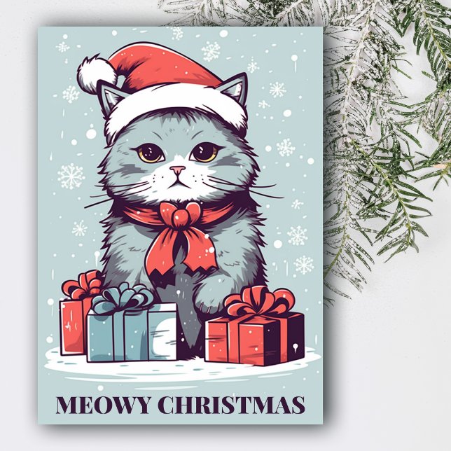 Blue Meowy Weihnachten Niedliche Katze In einer We (Von Creator hochgeladen)