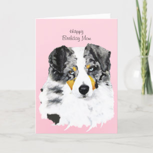 Blue Merle Aussie Happy Birthday Mama Card mit Poe Karte