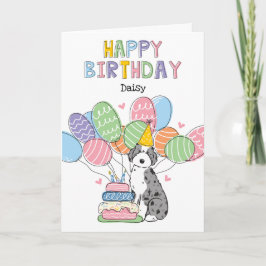 Blue Merle Aussiedoodle Dog Happy Birthday Karte