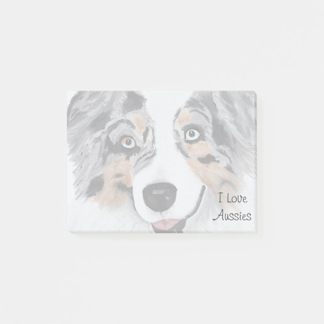 Blue Merle Australian Shepherd 50 Sticky Notes Post-it Klebezettel (Vorderseite)