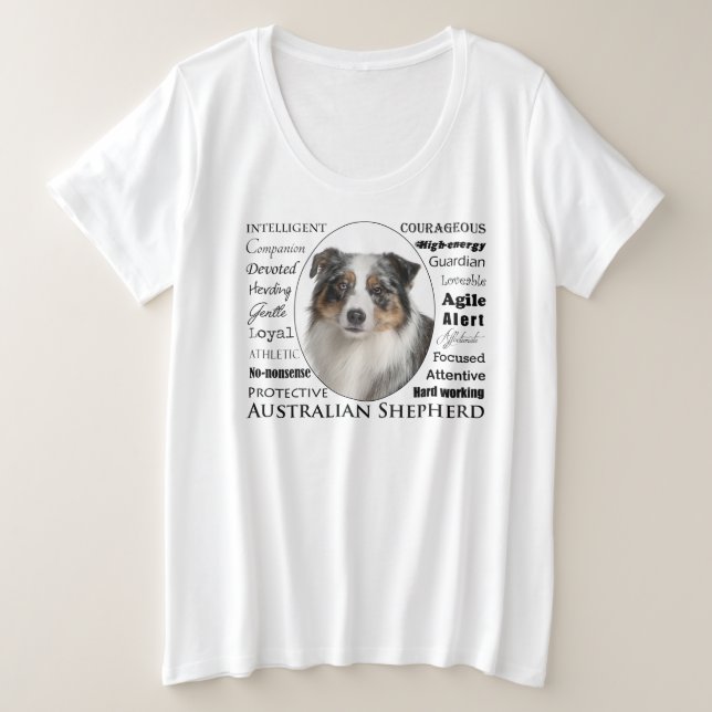 Blue Merle Australian Shepherd Große Größe T-Shirt (Design vorne)
