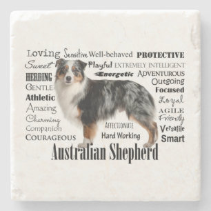 Blue Merle Australian Shepherd Steinuntersetzer