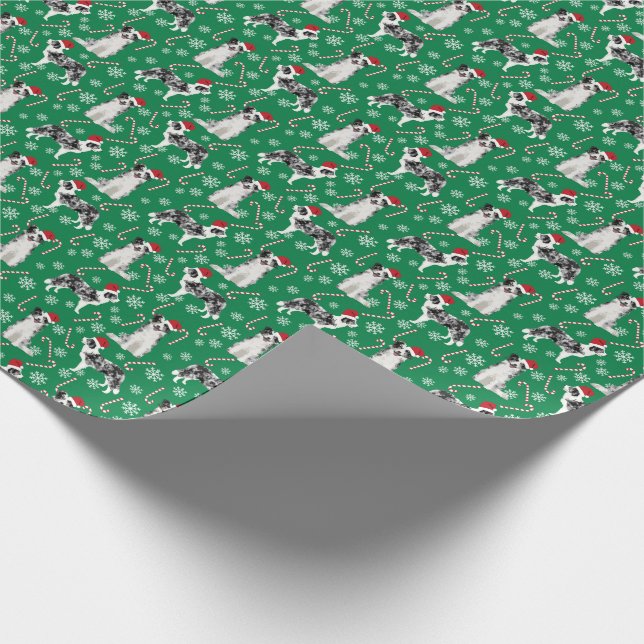 Blue Merle Border Collie Weihnachtshund Geschenkpapier (Ecke)