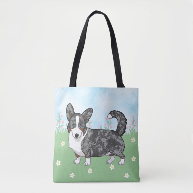 Blue Merle Cardigan Welsh Corgi Blume (Vorderseite)