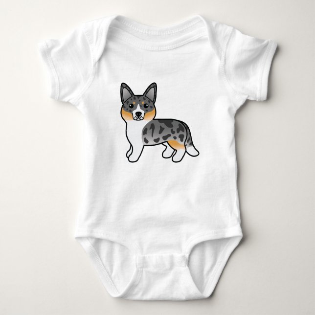 Blue Merle Cardigan Welsh Corgi Cartoon Dog Baby Strampler (Vorderseite)