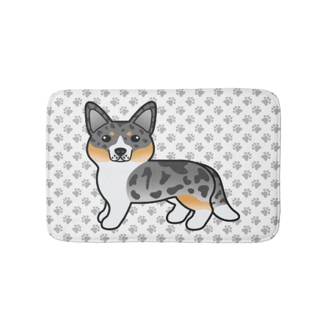 Blue Merle Cardigan Welsh Corgi Cartoon Dog Badematte (Vorderseite)
