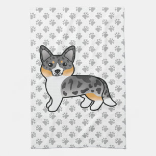 Blue Merle Cardigan Welsh Corgi Cartoon Dog Geschirrtuch