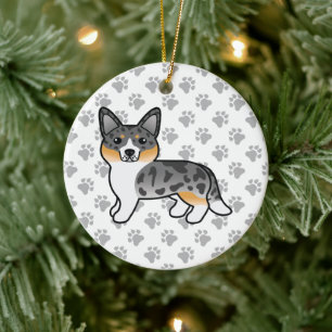 Blue Merle Cardigan Welsh Corgi Cartoon Dog Keramik Ornament