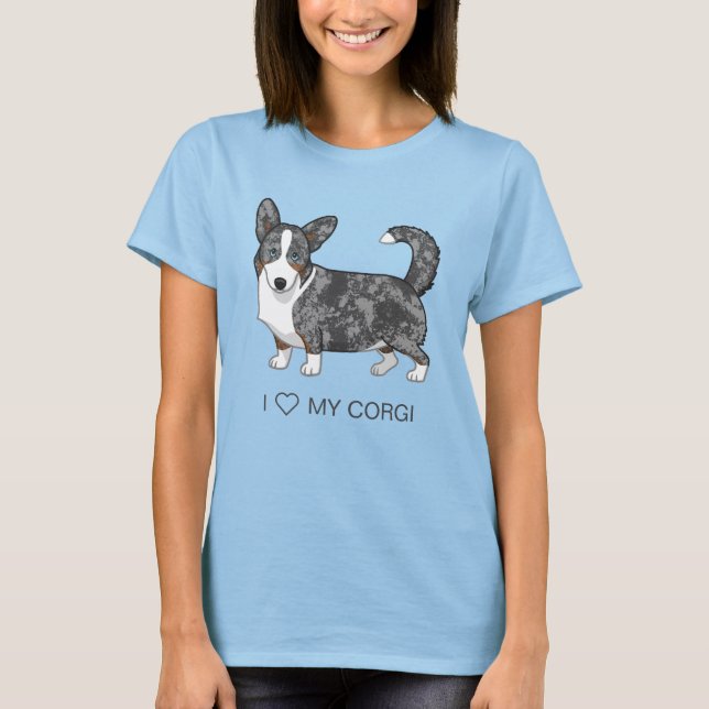 Blue Merle Cardigan Welsh Corgi Hund Liebhaber T-Shirt (Vorderseite)