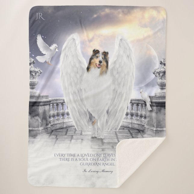 Blue Merle Collie Angel Memorial, Heaven Balcony - Sherpadecke (Vorderseite)