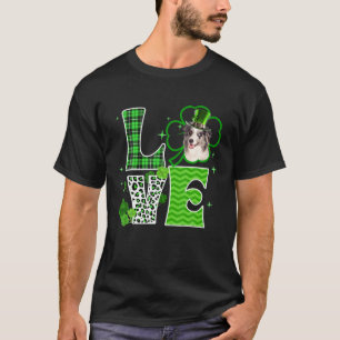 Blue Merle Collie Kleeblatt Clover Irish St Patric T-Shirt