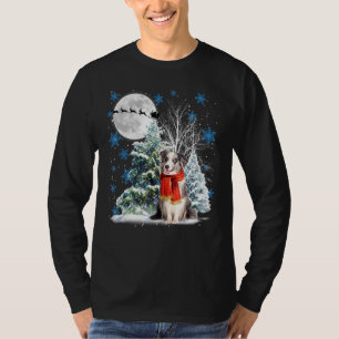 Blue Merle Collie Under Moonlight Schnee Weihnacht T-Shirt