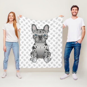 Blue Merle French Bulldog / Frenchie Cartoon Dog Fleecedecke