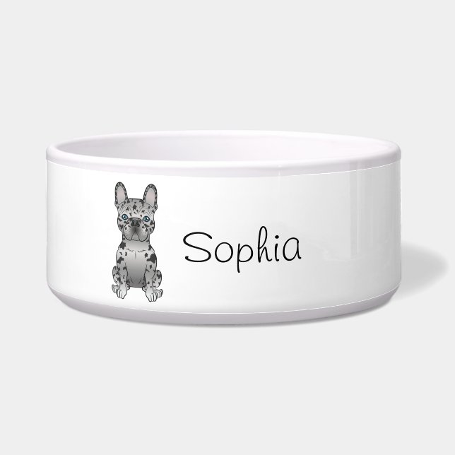 Blue Merle French Bulldog Frenchie Cute Dog & Name Napf (Vorderseite)