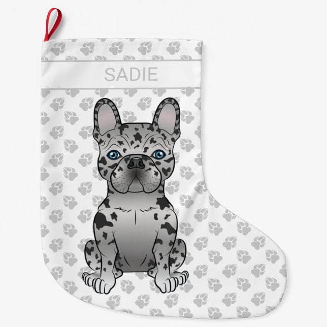 Blue Merle French Bulldog Frenchie Niedlicher Hund Großer Weihnachtsstrumpf (Vorderseite)