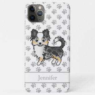 Blue Merle Long Coat Chihuahua Cartoon Dog & Name Case-Mate iPhone Hülle