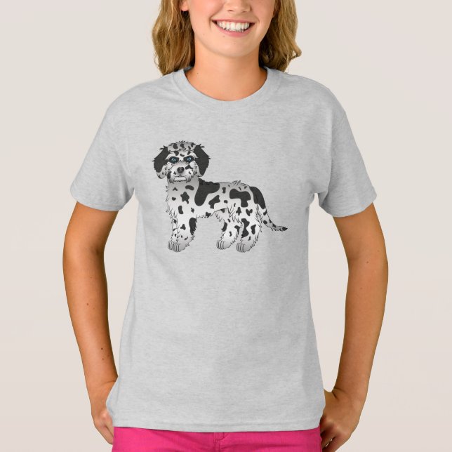 Blue Merle Mini Goldendoodle Niedlicher Cartoon Do T-Shirt (Vorderseite)