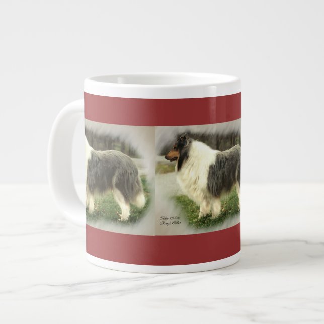Blue Merle Rough Collie Geschenke Jumbo-Tasse (Vorderseite Links)