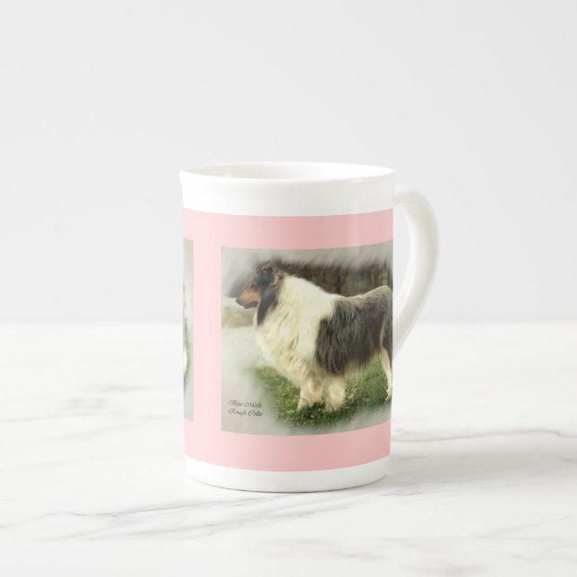 Blue Merle Rough Collie Geschenke Prozellantasse (Vorderseite Rechts)