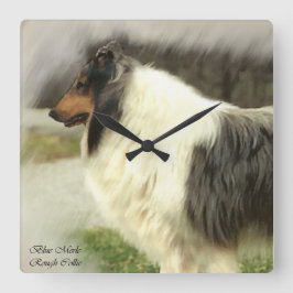 Blue Merle Rough Collie Geschenke Quadratische Wanduhr