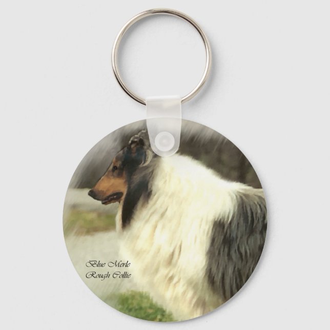 Blue Merle Rough Collie Geschenke Schlüsselanhänger (Vorderseite)