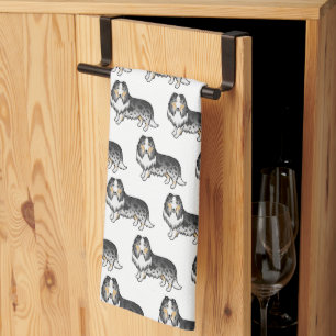 Blue Merle Rough Collie Niedlich Cartoon Dog Muste Geschirrtuch