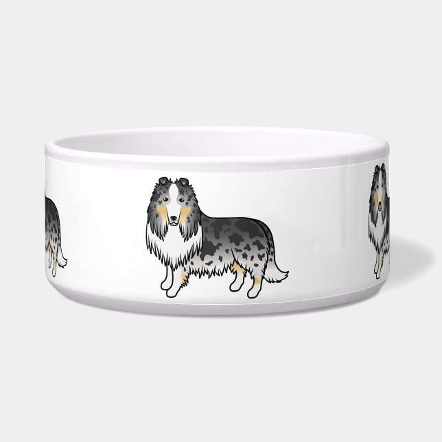 Blue Merle Rough Collie Niedlich Cartoon Dog Napf (Vorderseite)
