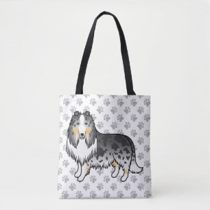 Blue Merle Rough Collie Niedlich Cartoon Dog & Paw