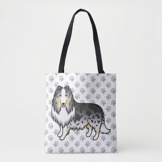 Blue Merle Rough Collie Niedlich Cartoon Dog & Paw (Vorderseite)