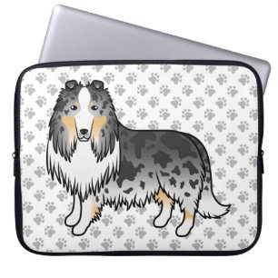 Blue Merle Rough Collie Niedlich Cartoon Dog & Paw Laptopschutzhülle