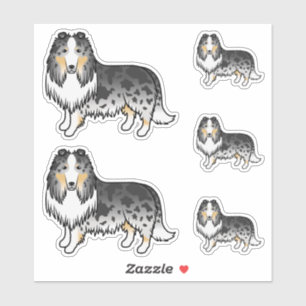 Blue Merle Rough Collie Niedlich Cartoon Hunde Aufkleber
