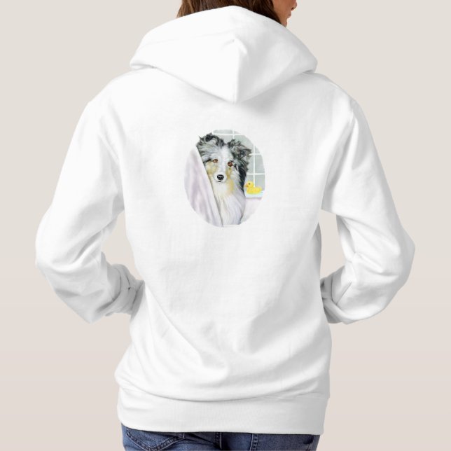 Blue Merle Sheltie Bath Hoodie (Rückseite)