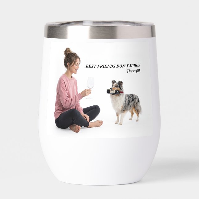 Blue Merle Sheltie Funny Wine Friend (Rückseite)