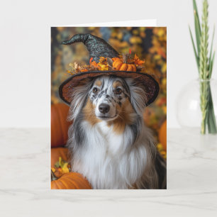 Blue Merle Sheltie Halloween Karte