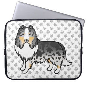 Blue Merle Shetland Sheepdog Cartoon Dog & Paws Laptopschutzhülle