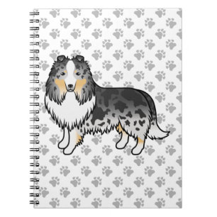 Blue Merle Shetland Sheepdog Cartoon Dog & Paws Notizblock