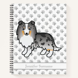 Blue Merle Shetland Sheepdog Hund & Custom Text Notizbuch