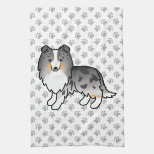 Blue Merle Shetland Sheepdog Sheltie Cartoon Dog Geschirrtuch