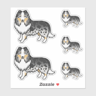 Blue Merle Shetland Sheepdog Sheltie Cartoon Hunde Aufkleber