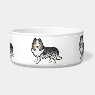 Blue Merle Shetland Sheepdog Sheltie Cartoon Hunde Napf