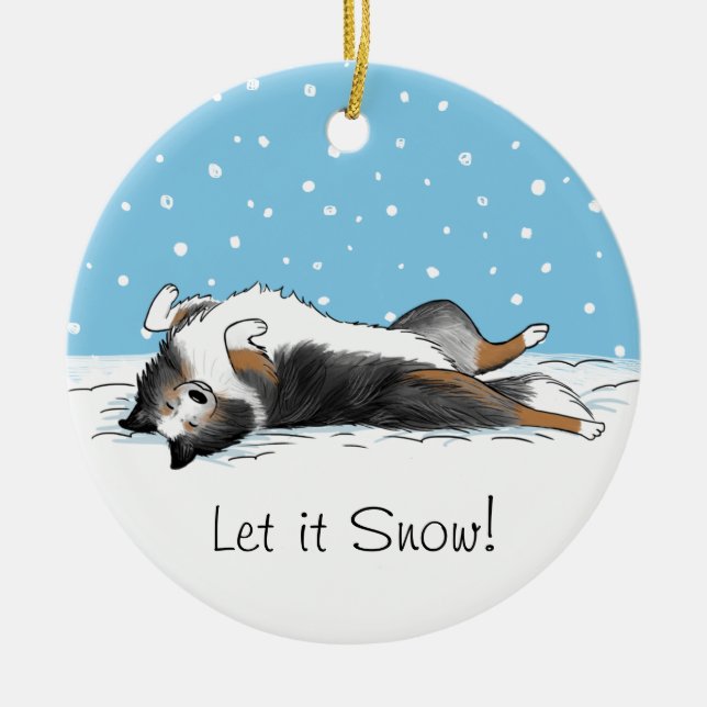 Blue Merle Shetland Sheepdog - Sheltie Holiday Keramik Ornament (Vorne)