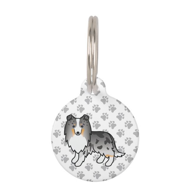 Blue Merle Shetland Sheepdog Sheltie & Pet's Info Haustiermarke (Vorderseite)