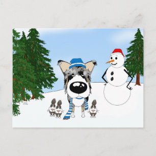 Blue Merle Smooth Collie Winter Snow Postkarte