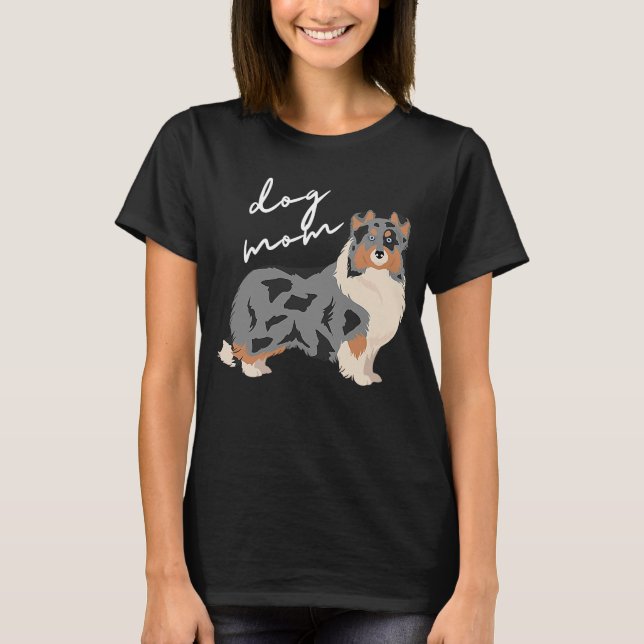 Blue Merle White & Tan Shetland Sheepdog Mama T-Shirt (Vorderseite)