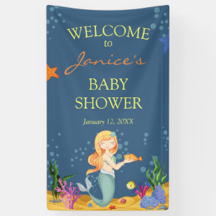 Blue Mermaid Baby Dusche Begrüßungszeichen Banner