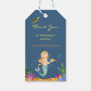 Blue Mermaid Baby Dusche Vielen Dank für Ihre Gesc Geschenkanhänger