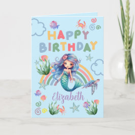 Blue Mermaid Birthday Card in Blue Karte
